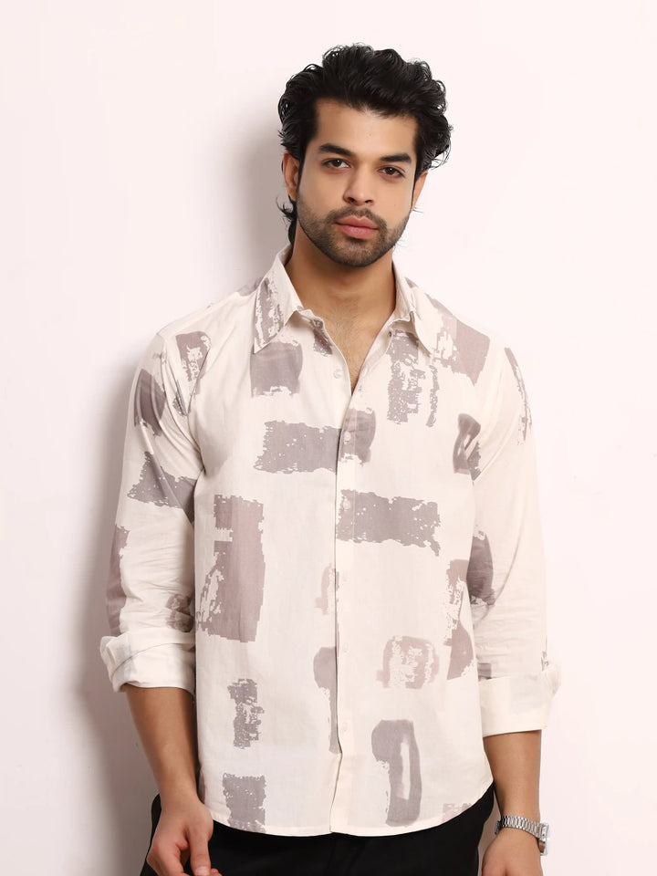 Brushstroke Cotton Full Sleeve Shirt