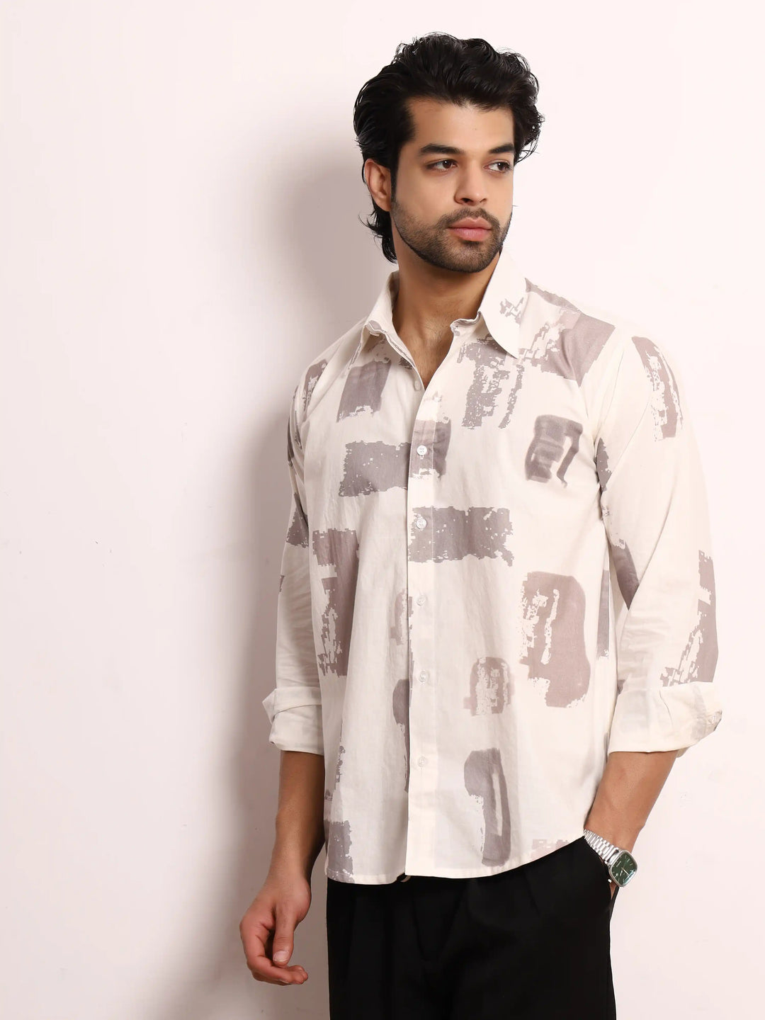 Brushstroke Cotton Full Sleeve Shirt