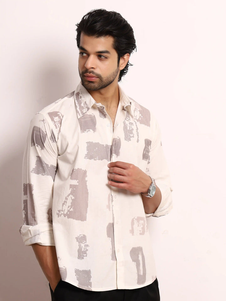 Brushstroke Cotton Full Sleeve Shirt