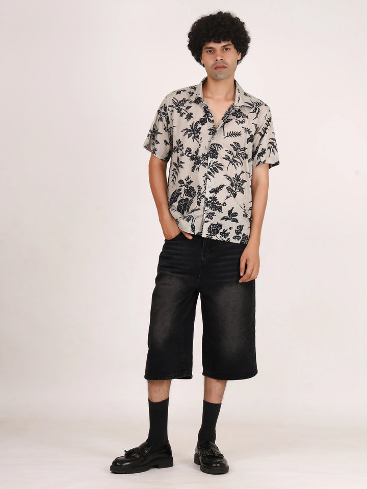 Off-White Botanical Floral Printed Cotton Shirt