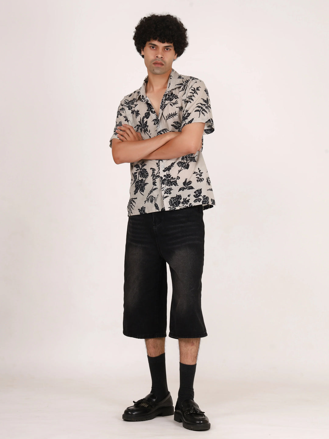 Off-White Botanical Floral Printed Cotton Shirt