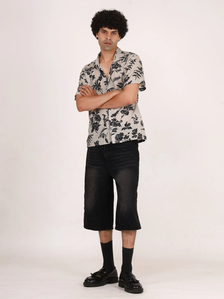 Off-White Botanical Floral Printed Cotton Shirt