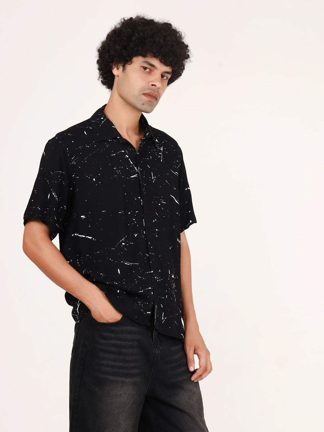 Black Speckle Printed Shirt