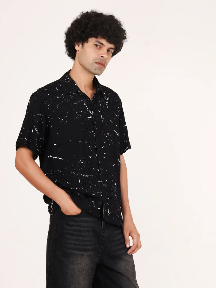 Black Speckle Printed Shirt