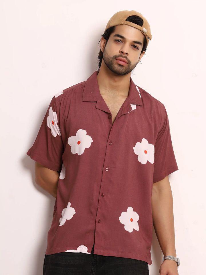 Botanical Maroon Viscose Shirt
