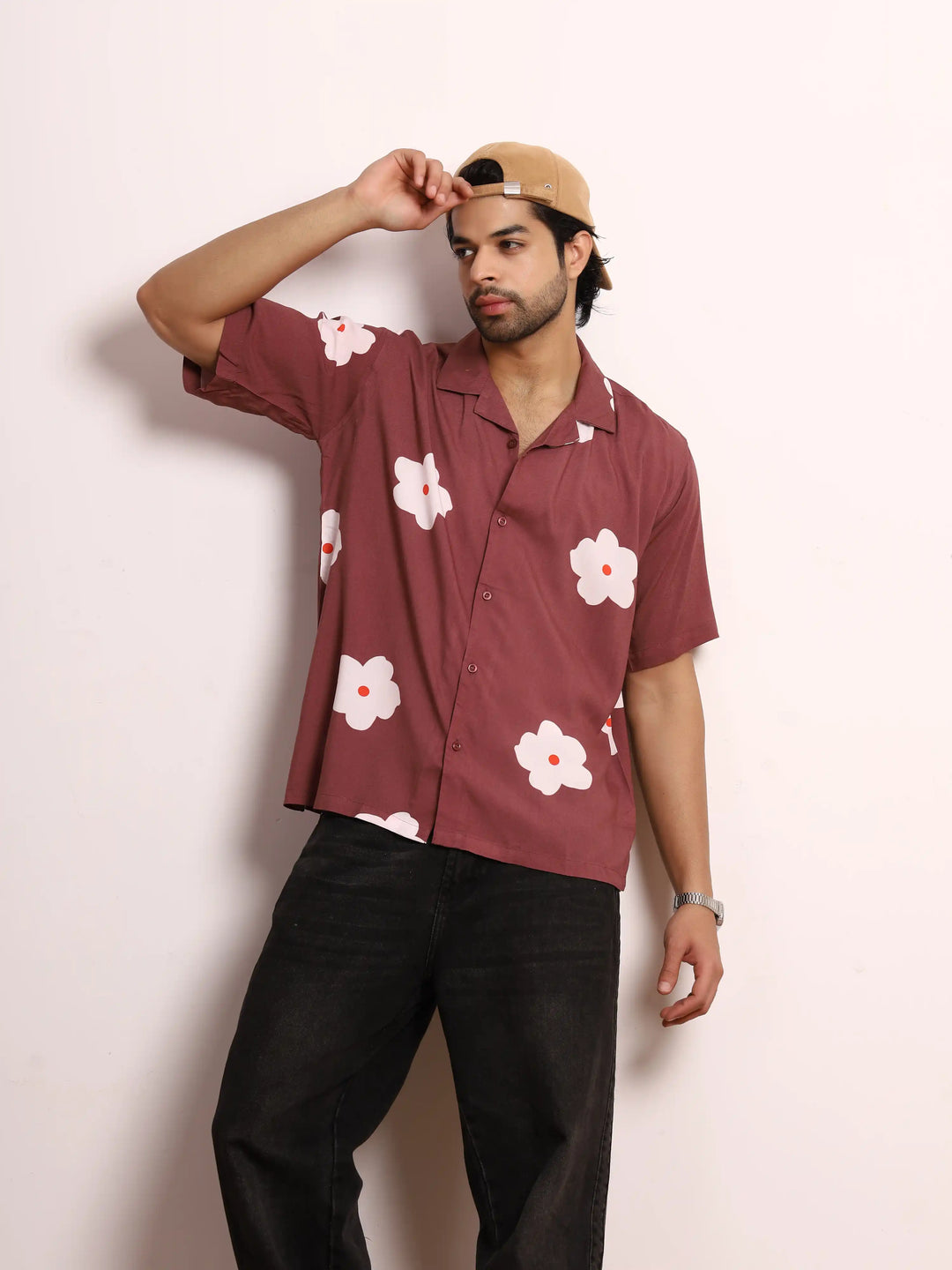 Botanical Maroon Viscose Shirt