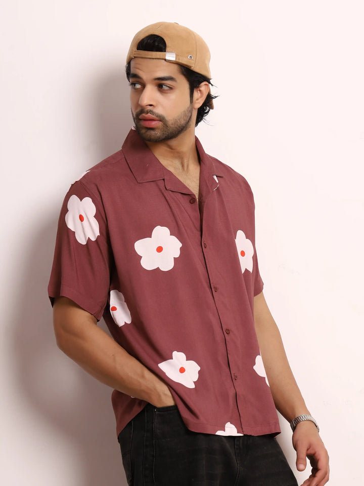 Botanical Maroon Viscose Shirt