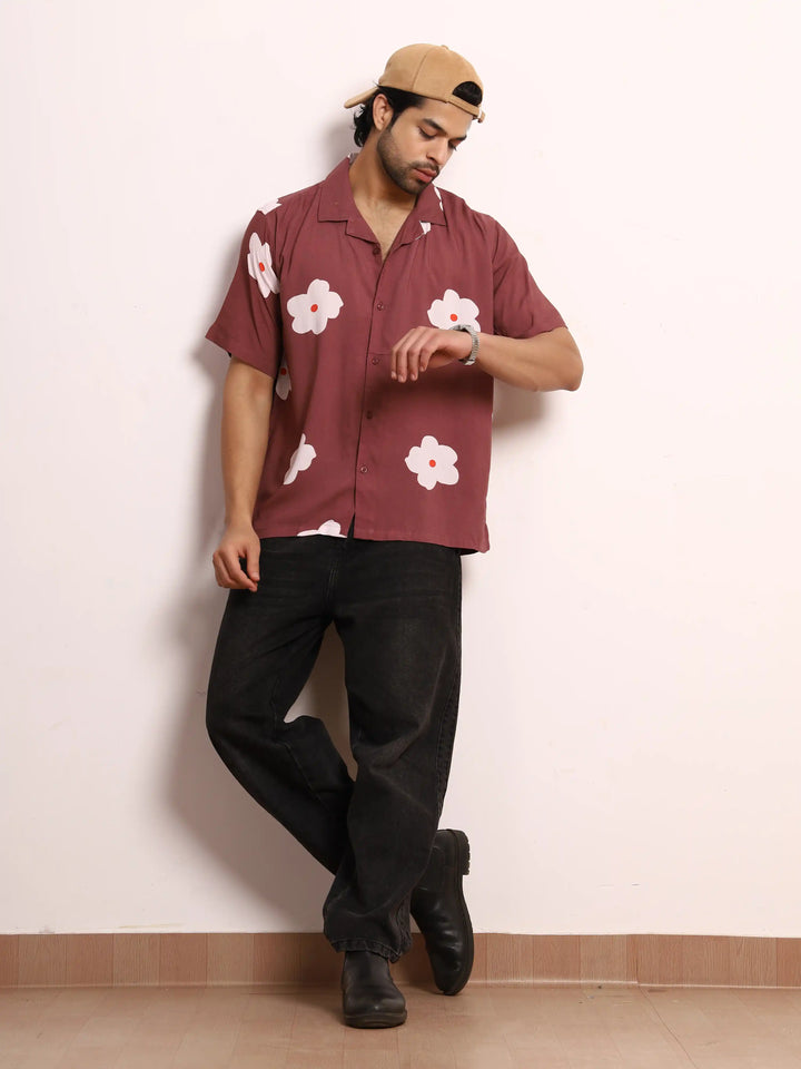 Botanical Maroon Viscose Shirt
