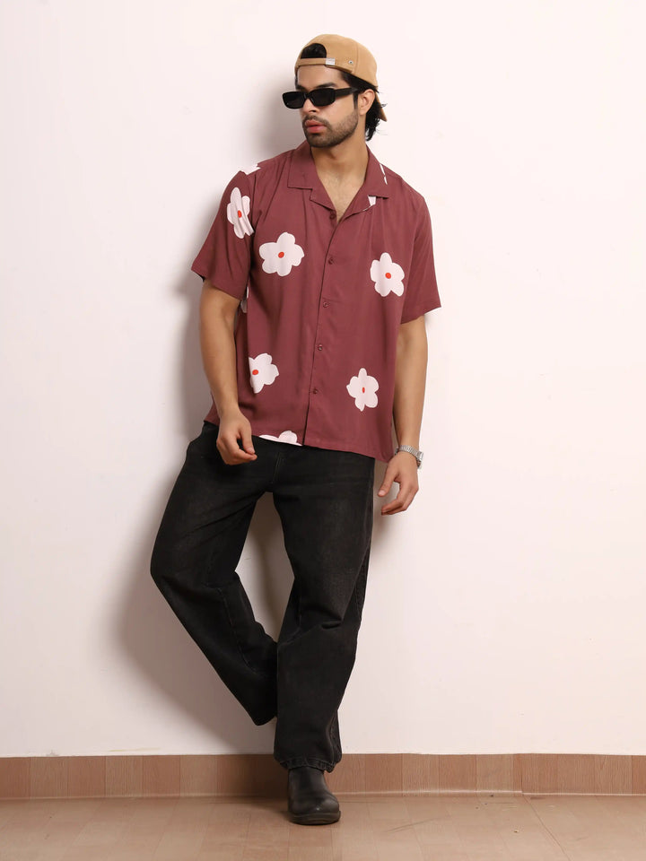 Botanical Maroon Viscose Shirt