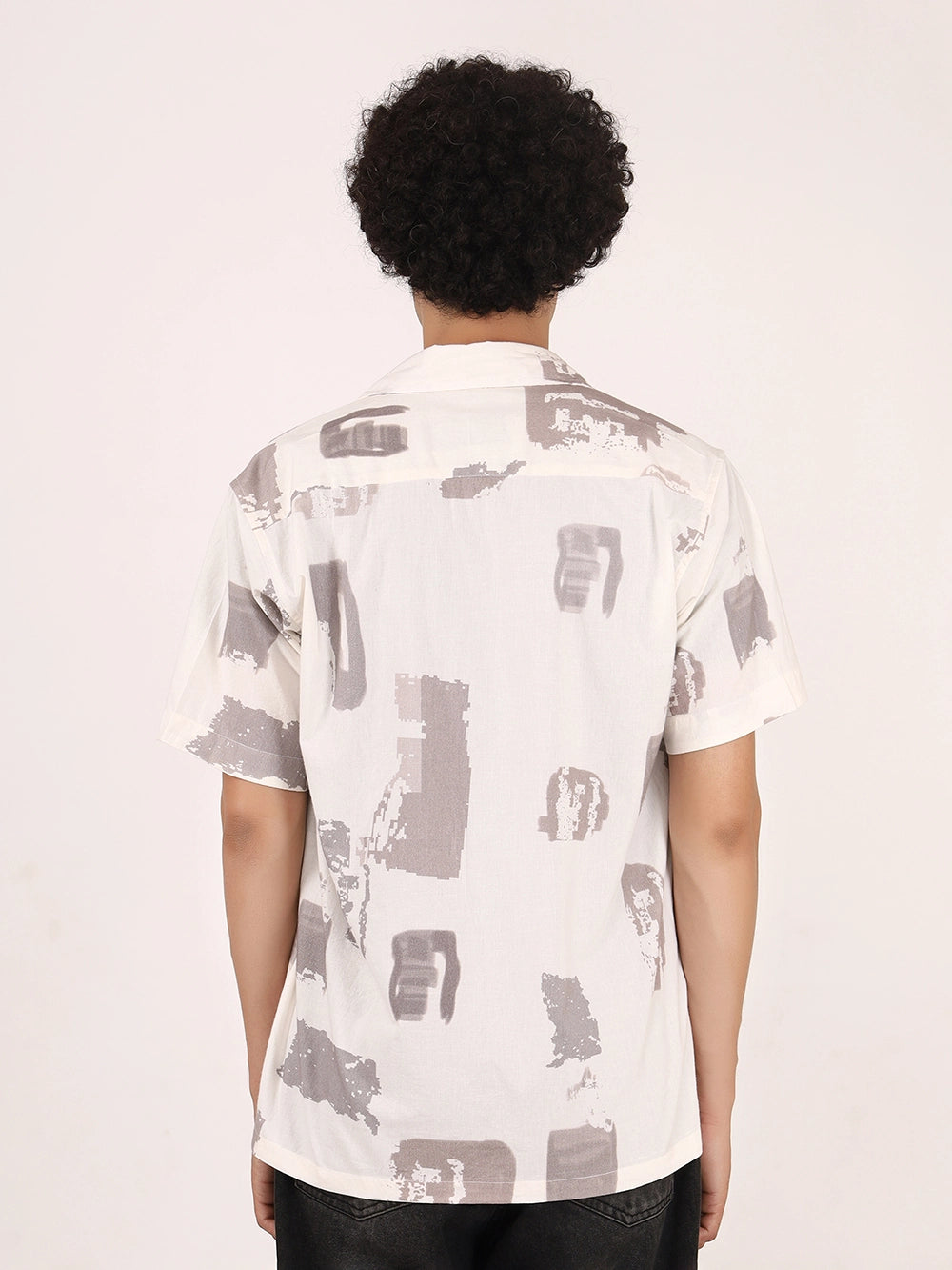 Brushstroke Off-White Cotton Shirt – Half Sleeves | Bristow Collection